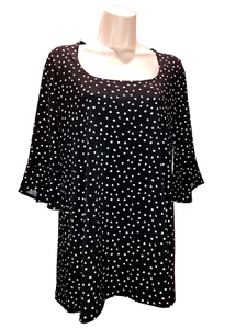 CLARA SUN WOO Damen 4/6 Bluse lang ausgestellt schwarz Strick Stretch XS Kunstmuster - Bild 1 von 11