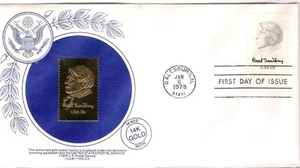 USA 1978 14K Gold Foil 1st Day Cover Scott's #1731 - Carl Sandberg - 3 Views - Picture 1 of 4