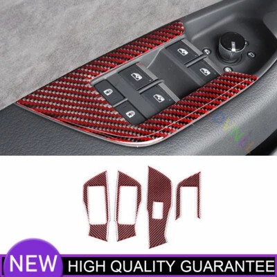 Panel de bloqueo de elevación de ventana de vidrio para Audi A6 A7 19-24 vinilo rojo fibra de carbono Foto 1 de 4