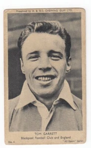 Tom Garrett 1954-55 A&BC Sports Card Soccer Blackpool & England - Picture 1 of 1