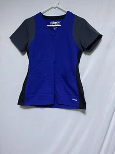 Women’s Grey’s Anatomy Blue Black Scrub Top Shirt Size Xs - Picture 1 of 3