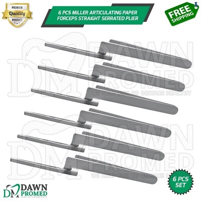 6 Pcs Miller Articulating Paper Forceps Straight Serrated Dental Plier German Gr - Image 1 of 4