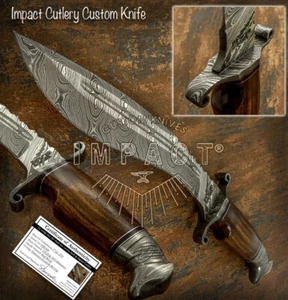 CUBIERTOS DE IMPACTO RAROS PERSONALIZADOS DAMASCO KHUKRI KUKRI BOWIE CUCHILLO MANGO DE MADERA BURL - Imagen 1 de 12