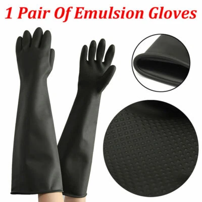 Haushaltshandschuhe 60cm Extra Lang Gummihandschuhe Natur Rubber Gloves Chemica - Bild 1 von 4