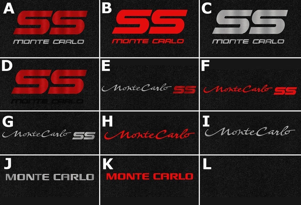 ¡Nuevo! Juego de 4 alfombrillas Chevy Monte Carlo 1970-1988 logotipo bordado Foto 1 de 4