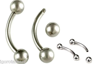 Silver Steel Bent Curved Barbell Balls Eyebrow Nipple Banana Bar Piercing 2X/5X - Picture 1 of 1