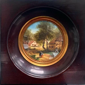 JOLIE PEINTURE MINIATURE SUR PAPIER - SIGNÉE D'HOBBEM - Afbeelding 1 van 2