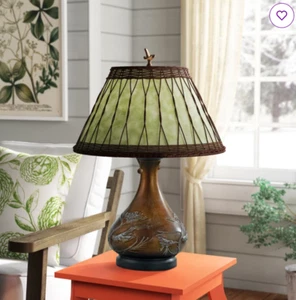 NEW Lodge Farmhouse Vintage Antique Style Boho Carved Bronze Base Table Lamp - Picture 1 of 2