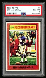 1976 Topps Jim Marshall #4 PSA 6 Vikings - Foto 1 di 2