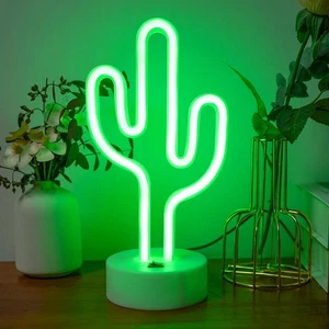 Luces de neón de cactus verdes con base de soporte, letreros para  - Imagen 1 de 7