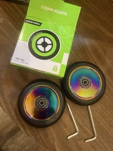 Scooter Wheels Replacement Iridescent Shine Look 110mmX24 mm 2 Pack - Picture 1 of 4