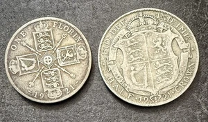 1921 British Florin And Half Crown Silver Coins #4 - Picture 1 of 2