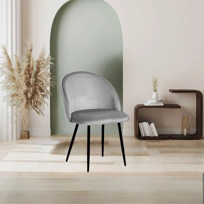 Sedia Despina in tessuto colore grigio e gambe in metallo nero - Immagine 1 di 4