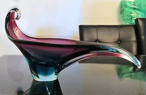 Extraordinaria escultura de vidrio violeta y azul soplado a mano de Murano - 1960 - como nueva - Imagen 1 de 10