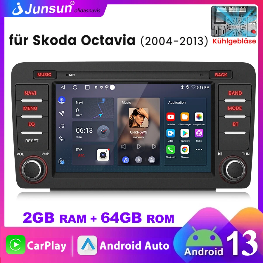 DAB+ 64GB Für Skoda Octavia 2004-2013 Android 13 Autoradio Carplay GPS NAVI WIFI - Bild 1 von 4