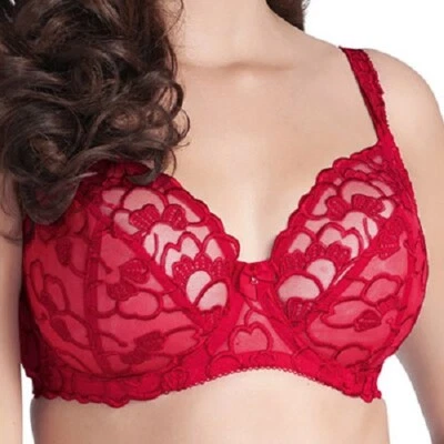 Sujetador FAUVE por FANTASIE Chloe Balcón Sin Acolchado 0312 Rojo Escarlata Reino Unido 32D NUEVO Foto 1 de 4