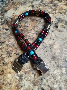 Medium Dog Collar - 16.5 Inches - Black, Maroon, Turquoise, Gold - Picture 1 of 4