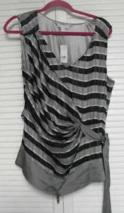 Women's "New York & Co.," Plus Size L/XL, Sleeveless Lined Top, GrayWhite/Black - Picture 1 of 3