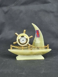 5" Table Clock Onyx Ship Desk Clock - Picture 1 of 7