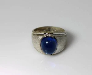 Anillo de vidrio azul plata esterlina firmado por Espo de colección talla 8 - 5654 - Imagen 1 de 5