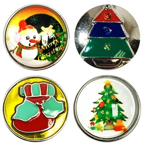 4 Assorted Christmas Snap Interchangeable Button Charms Jewelry Accessory - Picture 1 of 8