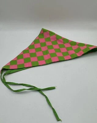 Vintage Triangle Head Scarf Pink & Green Checks - Custom - Image 1 of 2
