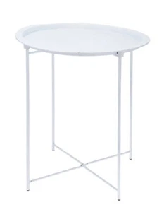 Metall Beistell Tisch weiß - 51 cm - Sofa Couch Deko Tablett Blumen Klappbar - Bild 1 von 1
