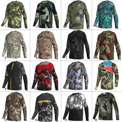 Motocross Cycling Jersey Motorcycle Shirt MTB Mx Bike Clothing Camo Downhill Top - Image 1 of 3