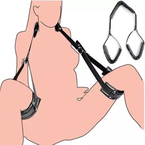 BDSM Fetish Bondage Restraint Neck Leg cuffs Open Strap PU Leather Adult Sex Toy - Picture 1 of 6