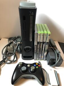 Microsoft Xbox 360 Elite Original Black Console 60gb W/ Network Adapter - Works