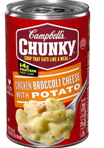 4 CANS Campbell's CHUNKY Chicken Broccoli Cheese w Potato Soup 18.8 oz Can - Picture 1 of 6