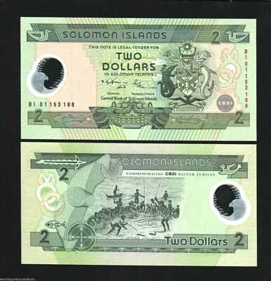 SOLOMON ISLANDS 2 Dollars P-23 2001 x 1 Pcs Commemorative Polymer BANK NOTE - Image 1 of 3