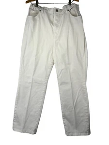 Pantalones de mezclilla elásticos laterales Talbots blancos talla 18 para mujer están alterados 34 W x 28 pulgadas entrepierna - Imagen 1 de 12