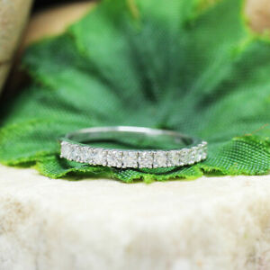 1/3 ct Lab Created Moissanite Half Eternity Wedding Band Ring Sterling