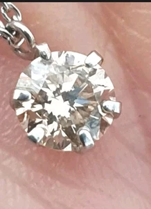 Platinum 0.66Ct Light Champagne Diamond Solitaire Pendant Necklace - Picture 1 of 12