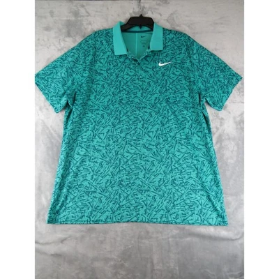Nike Golf Dri-Fit Polo XL Teal Camiseta Estampado Camisa Rendimiento Foto 1 de 4