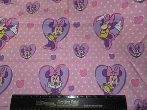 Disney Minnie Mouse in Hearts Pink Cotton Sewing Fabric 19.5" VTG NEW - Picture 1 of 1