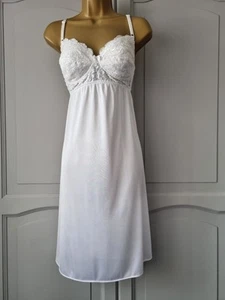 VTG ST MICHAEL WHITE SILKY NYLON/POLYAMIDE BRA TOP FULL SLIP SIZE 16 - Bild 1 von 12