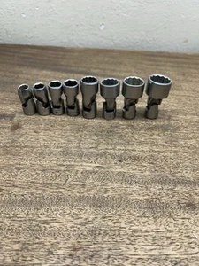 Proto 3/8" Drive 8 Pc SAE Swivel (Flex) Socket Set 3/8” thru 13/16"~ 6 & 12point - Foto 1 di 19