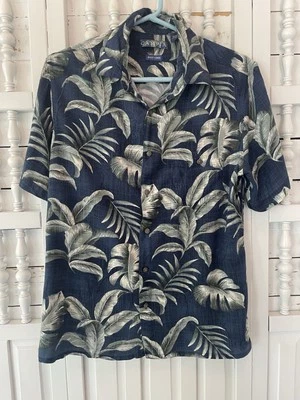 Campia men's medium blue Hawaiian tropical button up vacation casual shirt, S1 - Image 1 of 4