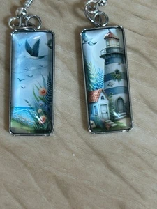 Seaside Theme Earrings 925 Hallmarked Sterling Silver Hooks Free Gift Bag - Picture 1 of 6