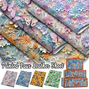 Printed Artificial Leather Sheets Synthetic PVC Leather Fabric Roll DIY Handbags - Picture 1 of 9