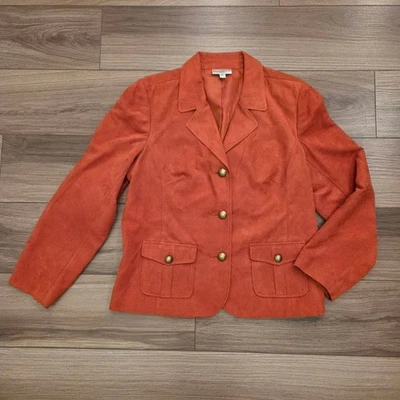 Blazer feminino Studio SW Works laranja camurça artificial botão dourado tamanho 16 - Imagem 1 de 4