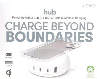 Tylt Multi Port 100W Power Delivery Hub mit Wireless Charging (3USB-C + 1USB-A) - Bild 1 von 4