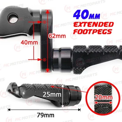 For Suzuki GSXR 750 04-05 MCCP 40mm Extended BLACK Front Foot Pegs Foto 1 de 4