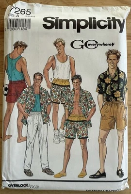 Simplicity Pattern For Knits 7265 Men’s Pants Shorts Shirt Tank Top Size XS-XL - Image 1 of 4