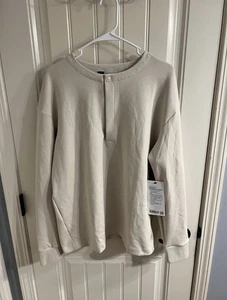 Lululemon Softstreme Oversized Fit Long Sleeve Henley Men’s Large Natural Ivory - Picture 1 of 5