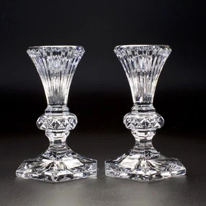 Waterford Chatham Crystal Candlestick Pair Holder Set Single Light 5" VGC - Picture 1 of 15