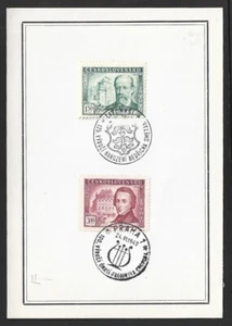 MUSIC Czechoslovakia 1949 Bedrich Smetava & Chopin used first day on same card - Picture 1 of 2