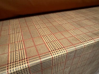 Scuba Suede Spandex Double Jersey Fabric - Prince Of Wales Check - Toffee - Image 1 of 3
